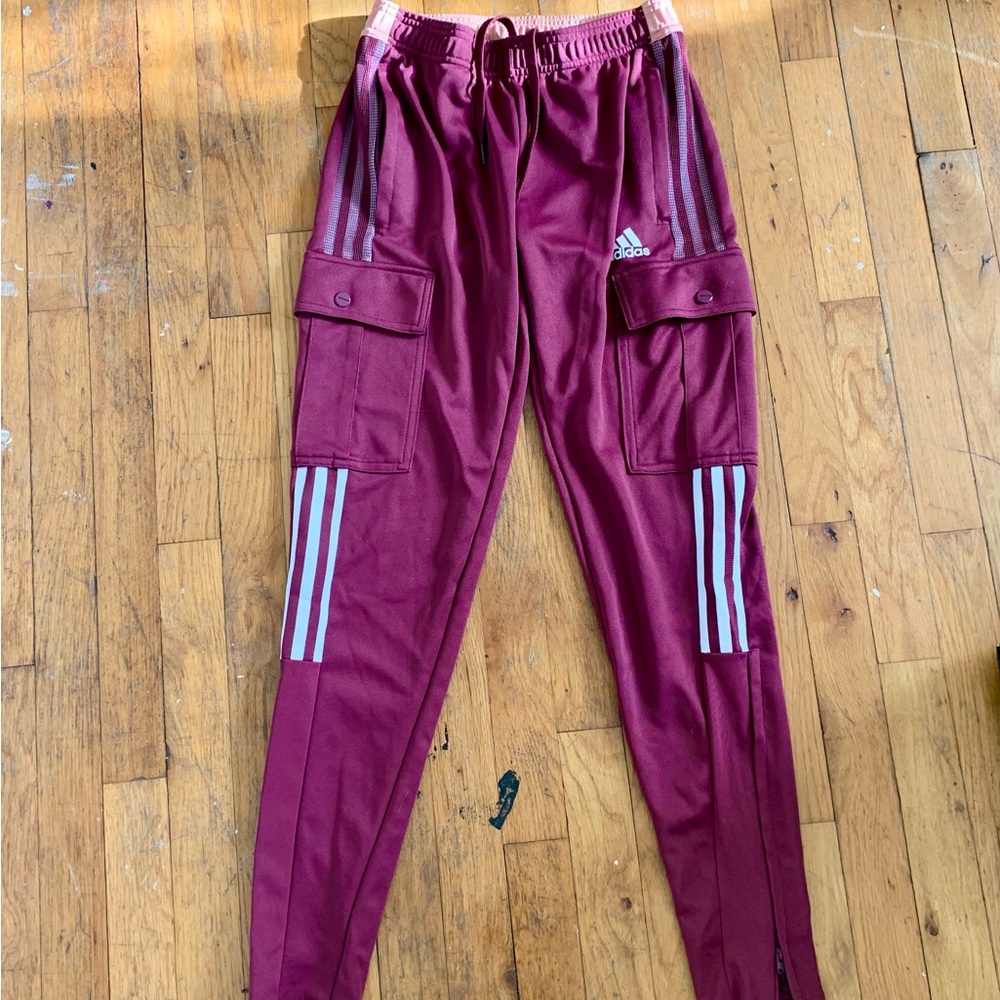 Adidas Women’s Tapered Track Pant in Dark Pink